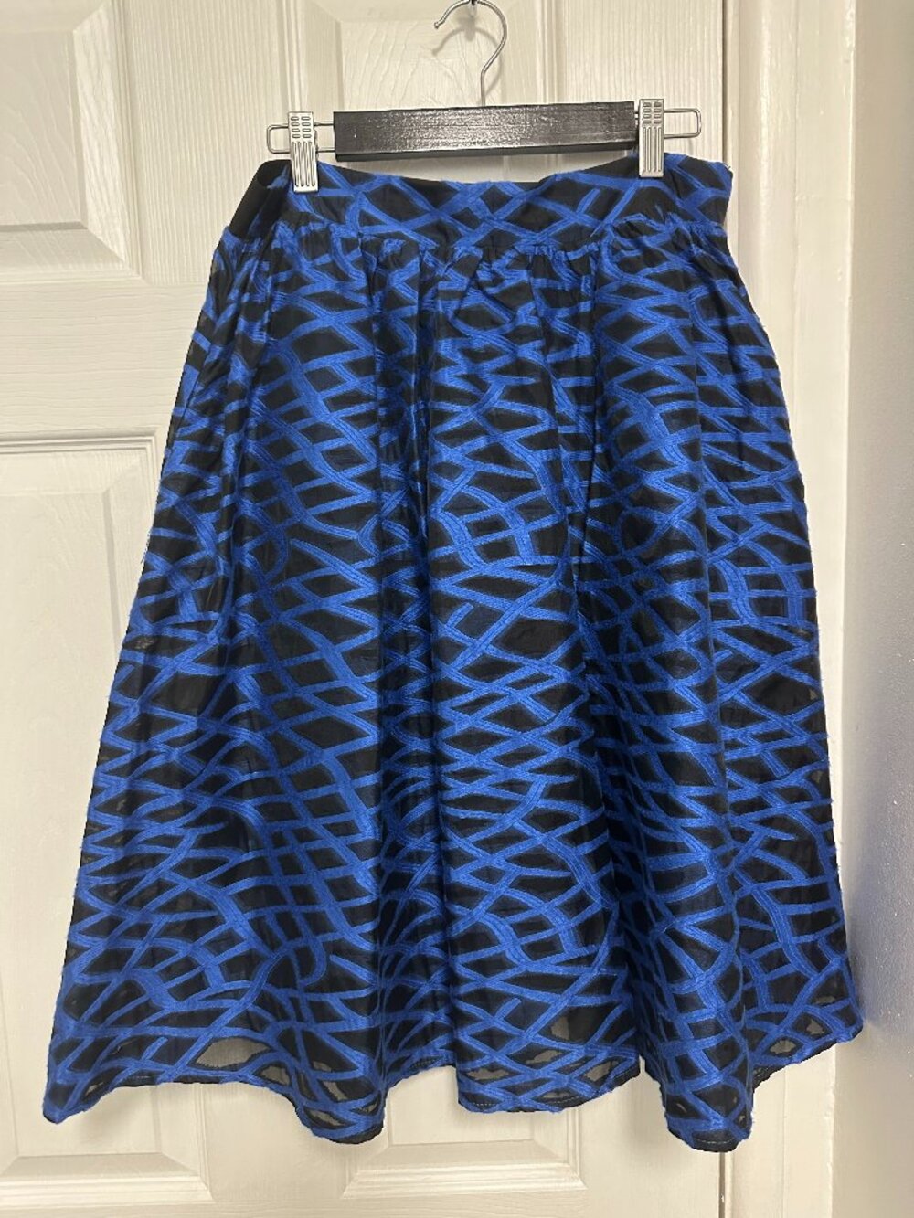 Lucy Paris black and blue midi skirt Size M NWT